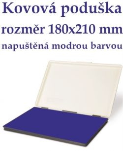 Razítkovací poduška černá 180 x 210 mm modrá